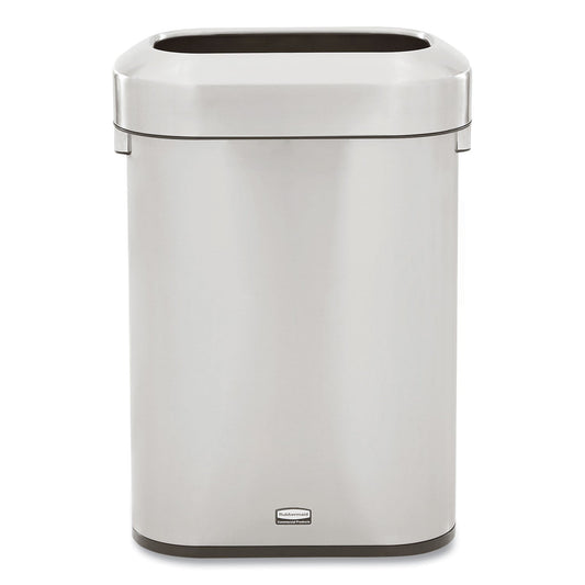 Rubbermaid Refine Series Waste Receptacle, Rectangular Slim, 15 gal, Stainless Steel