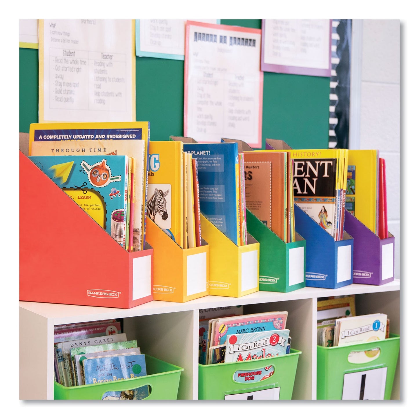 Bankers Box Extra-Wide Cardboard Magazine File, 4.25 x 11.38 x 12.88, Assorted, 6/Pack