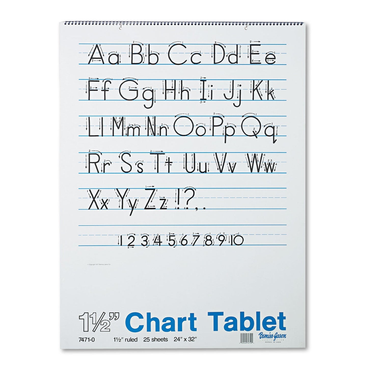 Pacon Chart Tablets, Presentation Format (1.5" Rule), 24 x 32, White, 25 Sheets