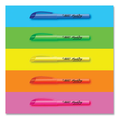 BIC Brite Liner Highlighter, Fluorescent Green Ink, Chisel Tip, Green/Black Barrel, Dozen