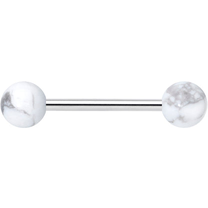 Elegant White Howlite Barbell Tongue Ring