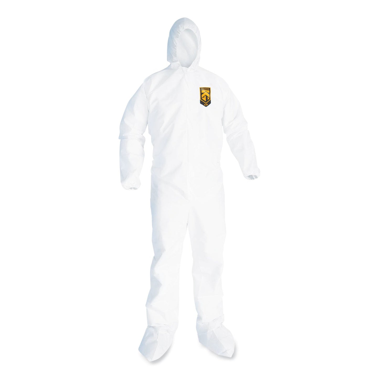 KleenGuard A20 Breathable Particle Protection Coveralls, Elastic Back, Hood and Boots, Large, White, 24/Carton