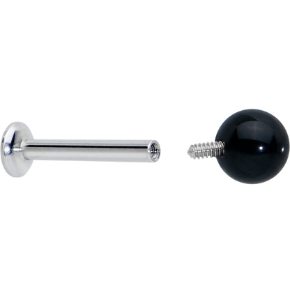 16G 5/16 Elegant Black Agate Internally Threaded Labret Tragus