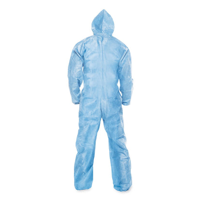 KleenGuard A65 Zipper Front Flame-Resistant Hooded Coveralls, Elastic Wrist and Ankles, 2X-Large, Blue, 25/Carton