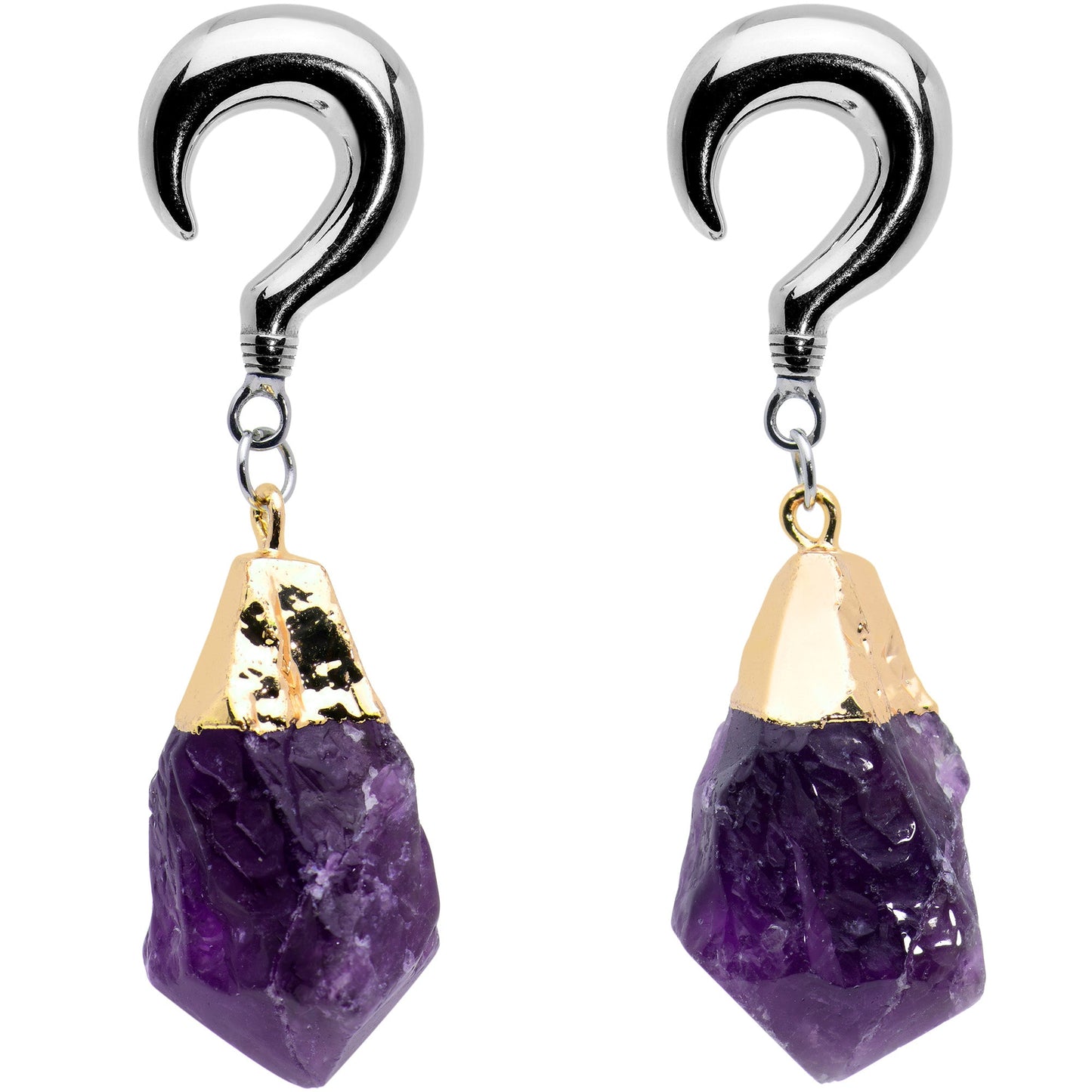 2G Purple Stone Point Curved Taper Ear Weights