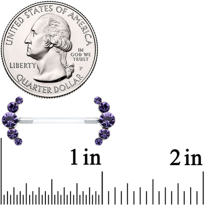 14G 13/16 Purple Gem Bioplast Simple Curvation Nipple Ring Set