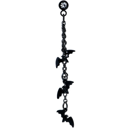 16G 1/4 Clear Gem Black Gone Batty Halloween Dangle Cartilage