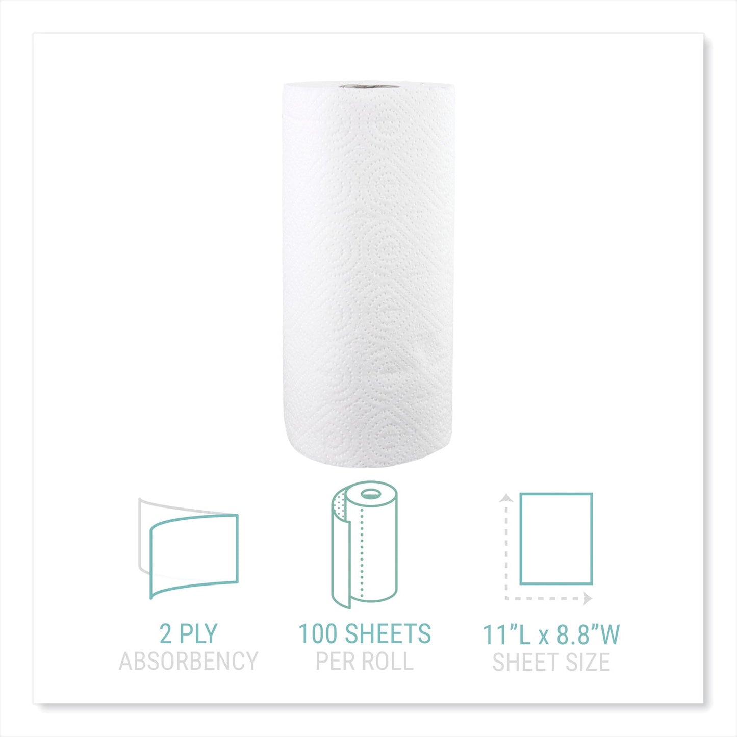 Windsoft Kitchen Roll Towels, 2-Ply, 11 x 8.8, White, 100/Roll, 30 Rolls/Carton