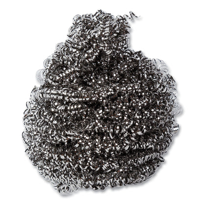 AmerCareRoyal Stainless Steel Sponge, Polybagged, 1.50 oz, Gray, 12/Pack, 12/Packs/Carton