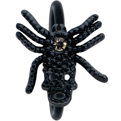 20G 5/16 Yellow Gem Black Nubbly Spider Halloween Nose Hoop