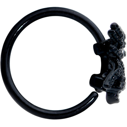 20G 5/16 Yellow Gem Black Nubbly Spider Halloween Nose Hoop