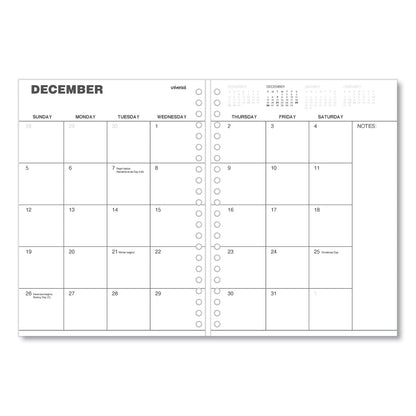 Universal Monthly Planner, 11 x 8, Black Cover, 14-Month, Dec 2022 through Jan 2024