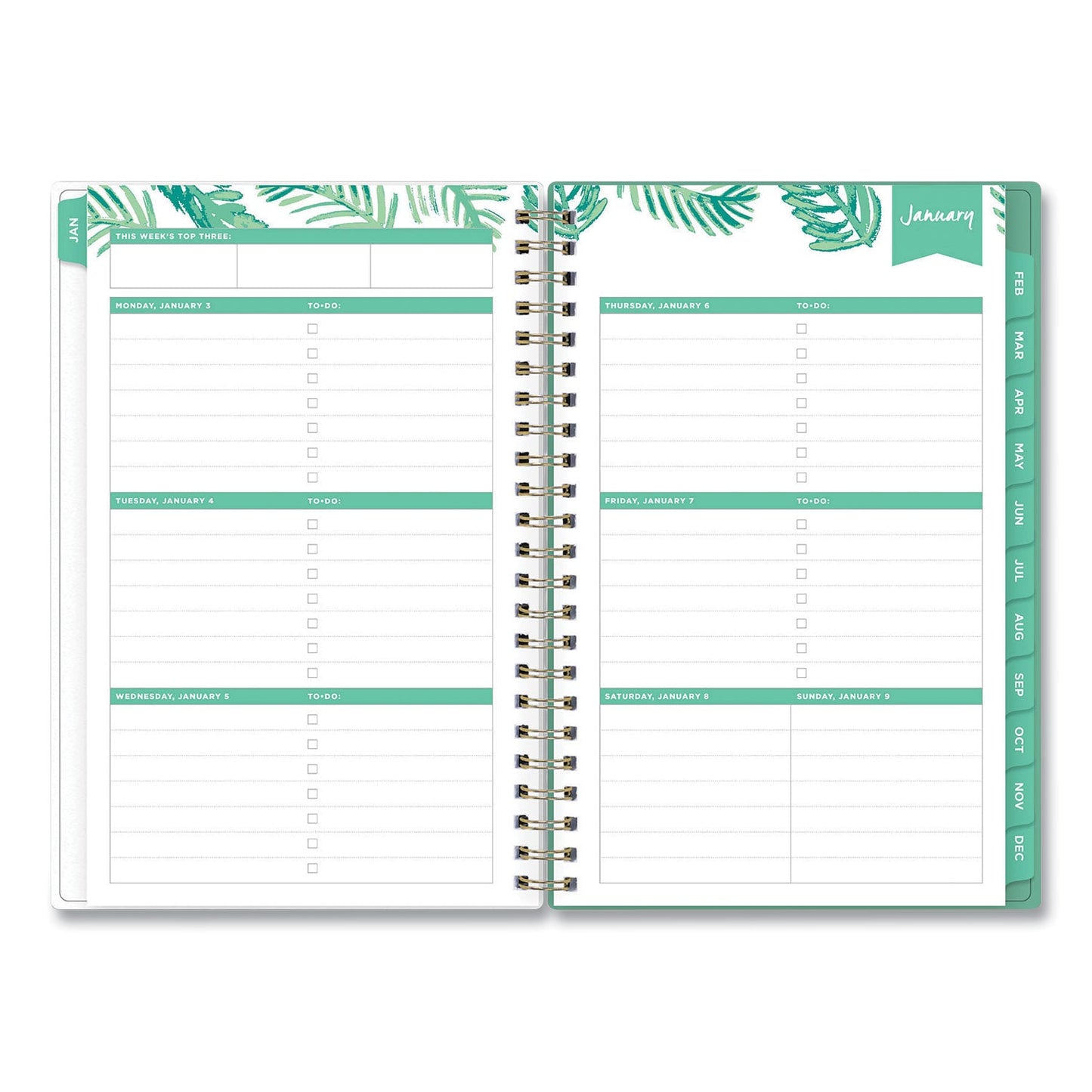Blue Sky Day Designer Palms Weekly/Monthly Planner, Palms Artwork, 8 x 5, Green/White Cover, 12-Month (Jan to Dec): 2023