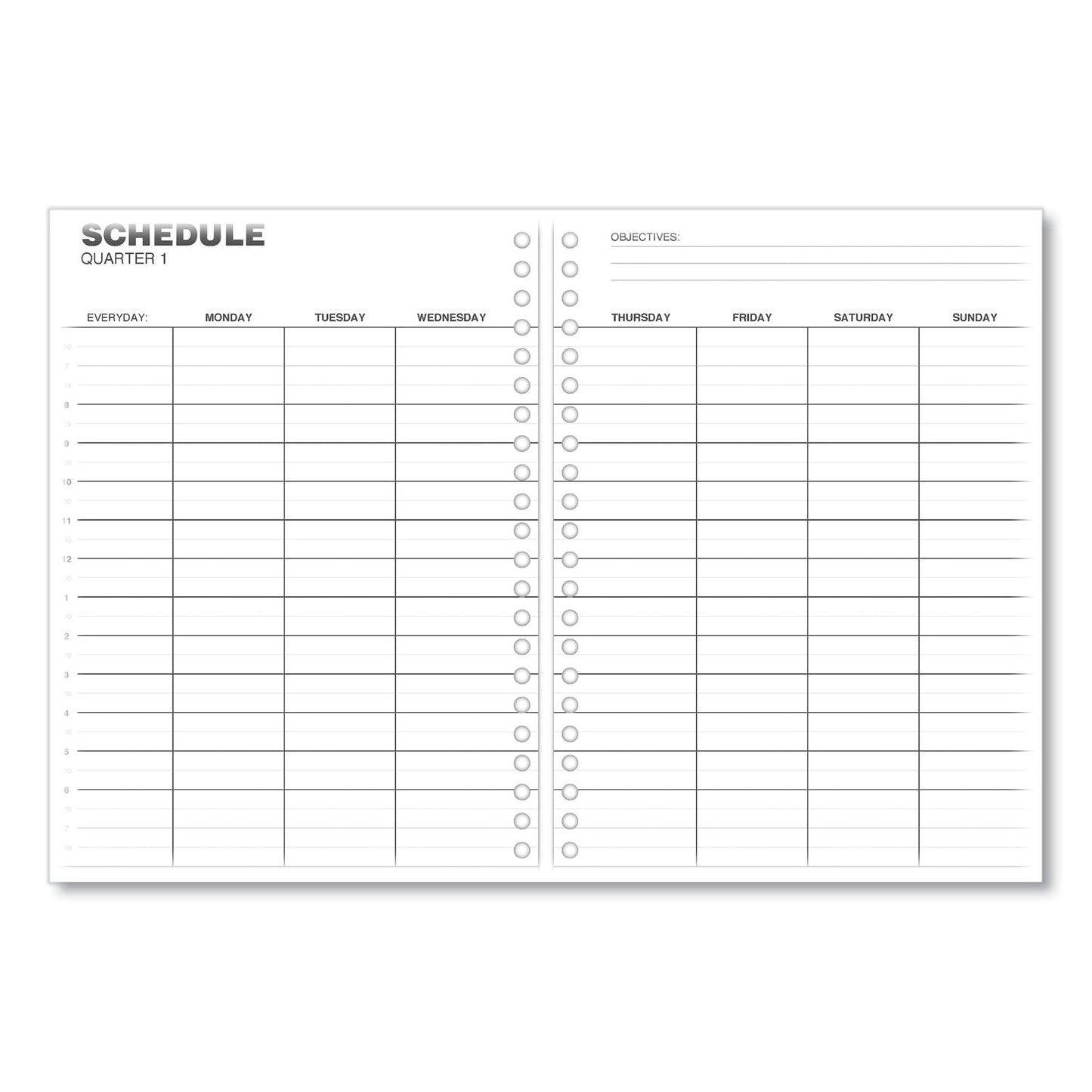 Universal Weekly Planner, 11 x 8, Black Cover, 14-Month, Dec 2022 through Jan 2024