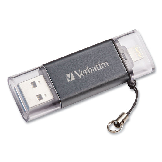 Verbatim Store 'n' Go Dual USB 3.0 Flash Drive for Apple Lightning Devices, 64 GB, Graphite