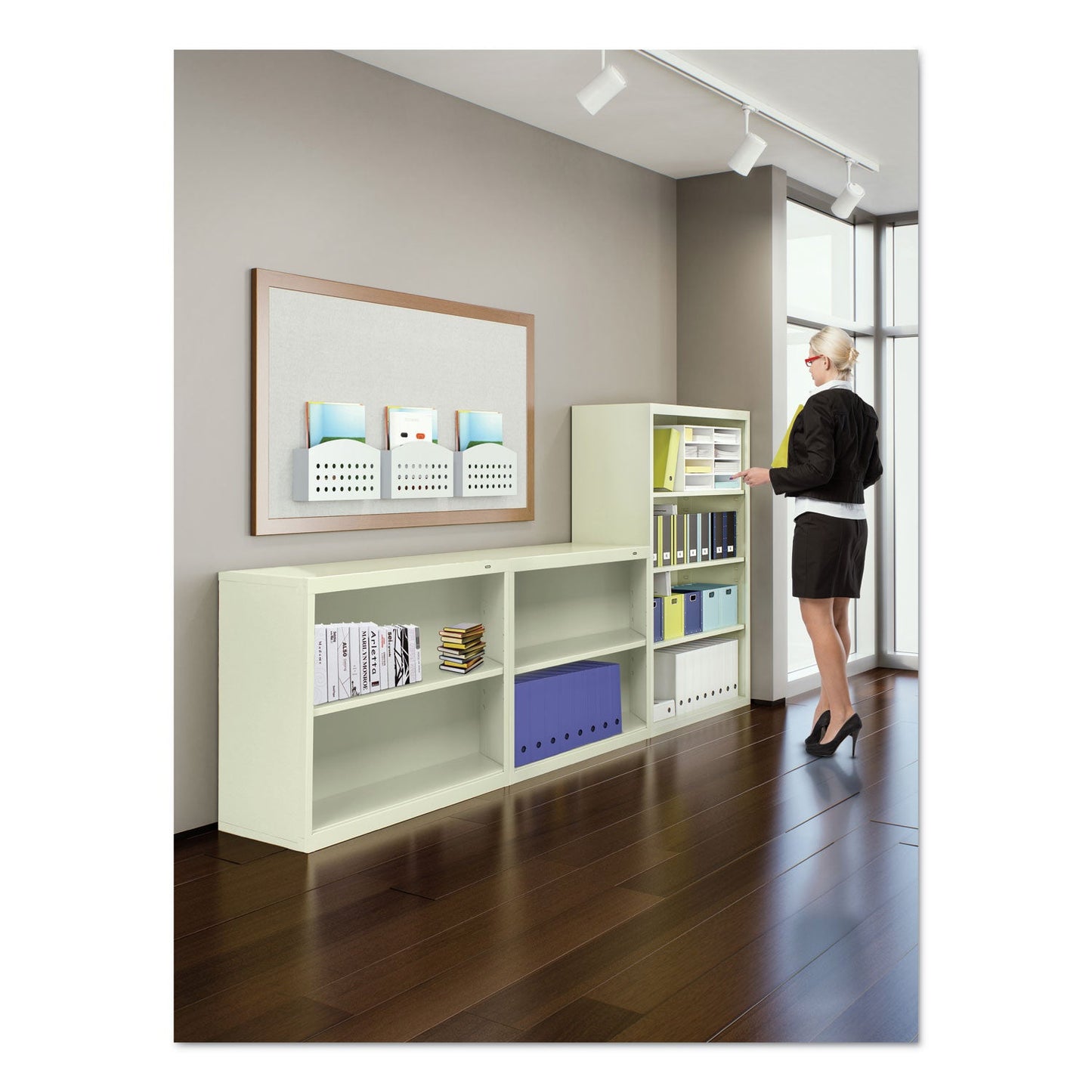 Tennsco Metal Bookcase, Six-Shelf, 34.5w x 13.5h x 78h, Putty