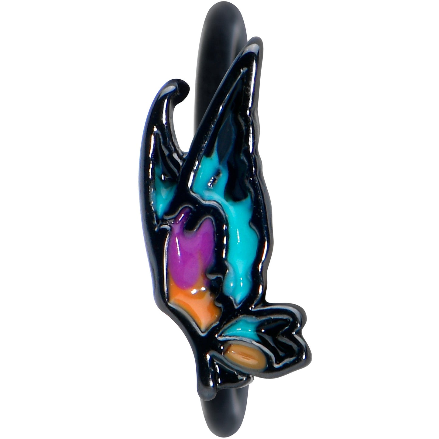 20G 5/16 Black Sunset Side Butterfly Nose Hoop