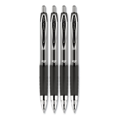 uniball Signo 207 Gel Pen, Retractable, Medium 0.7 mm, Black Ink, Translucent Black Barrel, 4/Pack