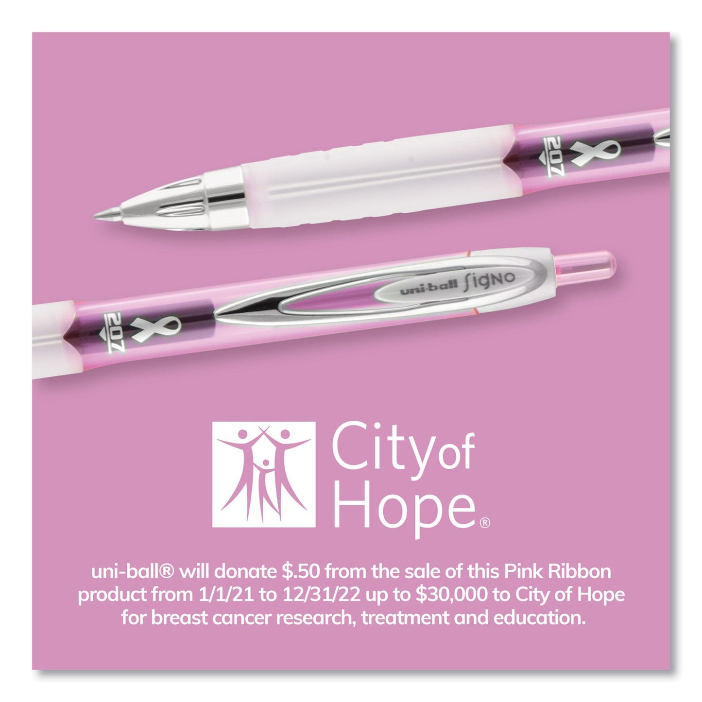 uniball 207 Office Pack Gel Pen, Retractable, Medium 0.7 mm, Black Ink, Pink Barrel, 36/Pack