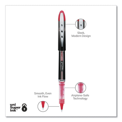 uniball VISION ELITE Roller Ball Pen, Stick, Extra-Fine 0.5 mm, Red Ink, Black/Red Barrel