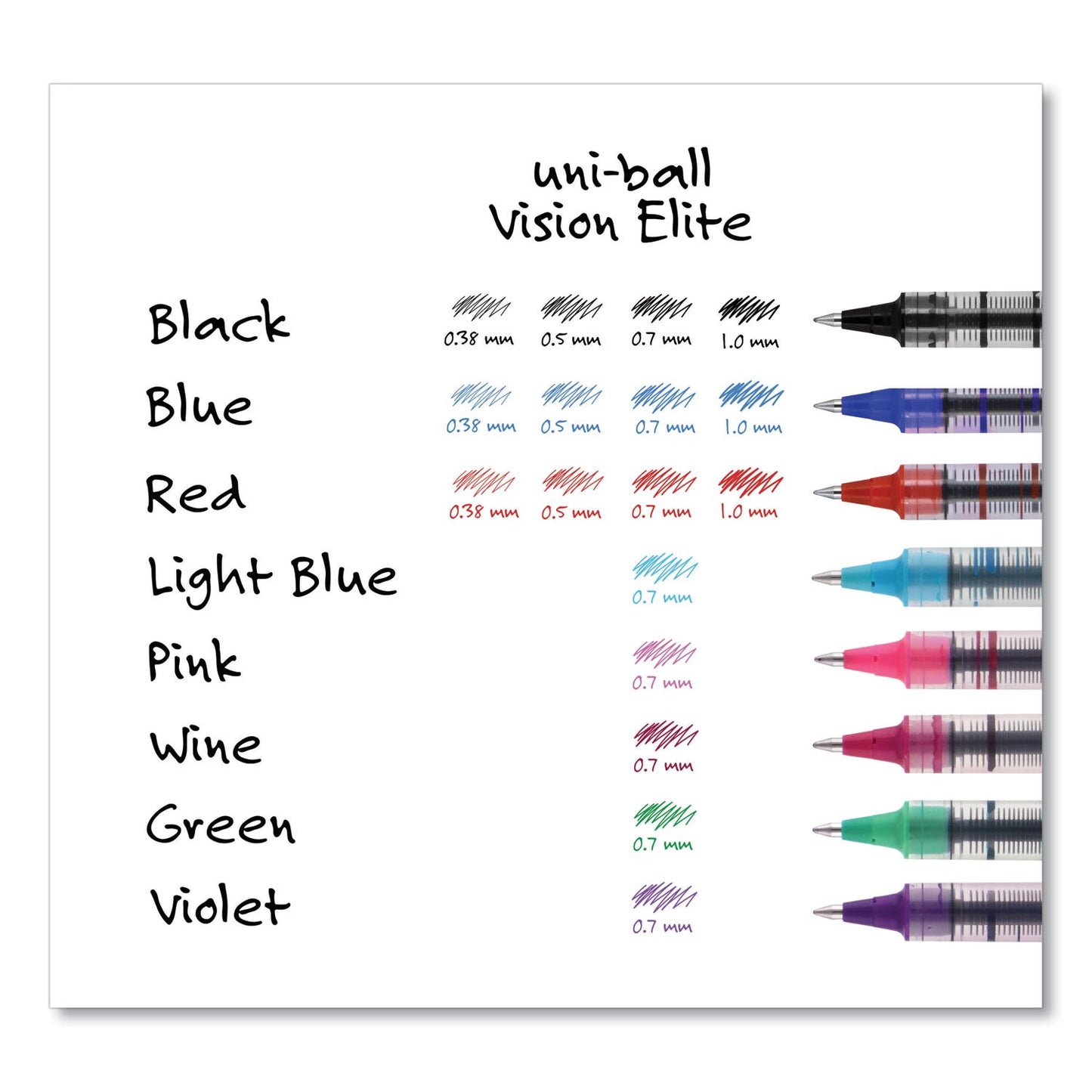uniball VISION Roller Ball Pen, Stick, Micro 0.5 mm, Black Ink, Black/Gray Barrel, Dozen