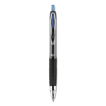 uniball Signo 207 Gel Pen, Retractable, Medium 0.7 mm, Blue Ink, Smoke/Black/Blue Barrel, Dozen