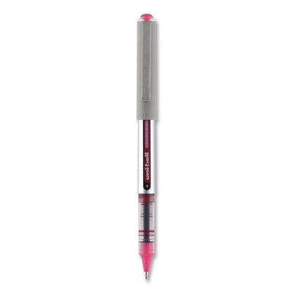 uniball VISION Roller Ball Pen, Stick, Fine 0.7 mm, Passion Pink Ink, Gray Barrel, Dozen