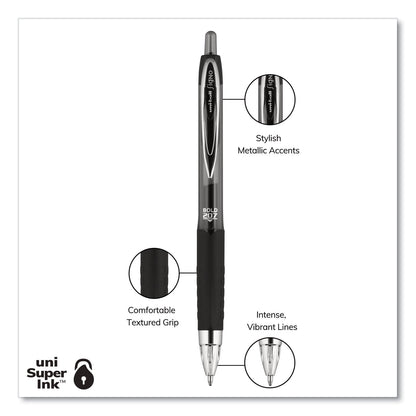 uniball Signo 207 Gel Pen, Retractable, Bold 1 mm, Black Ink, Translucent Black Barrel, Dozen