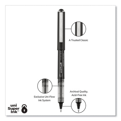 uniball VISION Roller Ball Pen, Stick, Bold 1 mm, Black Ink, Black Barrel, Dozen