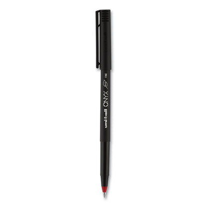 uniball ONYX Roller Ball Pen, Stick, Fine 0.7 mm, Red Ink, Black Matte Barrel, Dozen