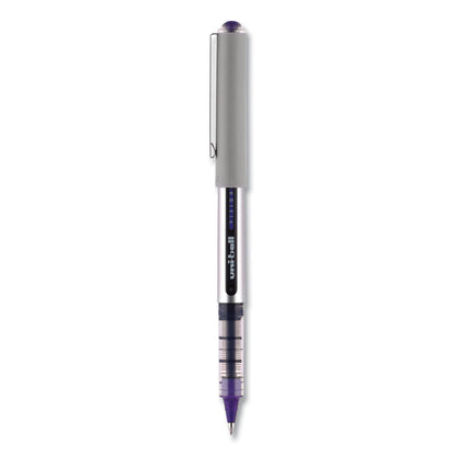 uniball VISION Roller Ball Pen, Stick, Fine 0.7 mm, Majestic Purple Ink, Gray Barrel, Dozen