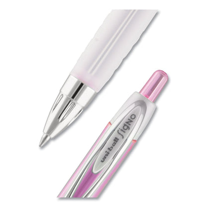 uniball 207 Office Pack Gel Pen, Retractable, Medium 0.7 mm, Black Ink, Pink Barrel, 36/Pack