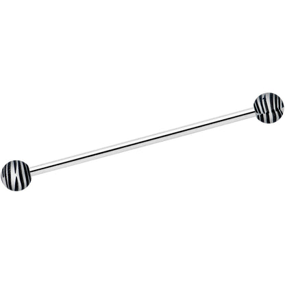 14G Matte Black Zebra Stripe Industrial Barbell 38mm