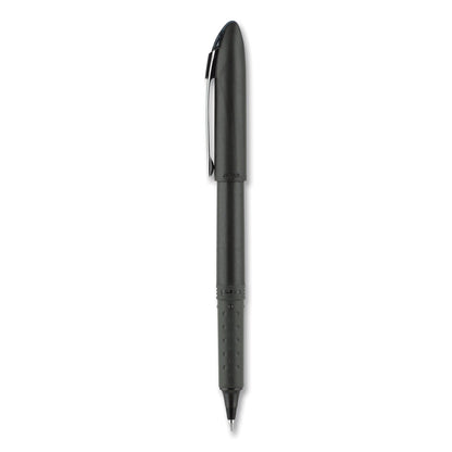 uniball Grip Roller Ball Pen, Stick, Micro 0.5 mm, Black Ink, Black Barrel, Dozen