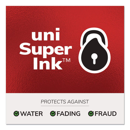uniball Signo Gel Pen, Retractable, Medium 0.7 mm, Blue Ink, Blue/Metallic Accents Barrel, Dozen