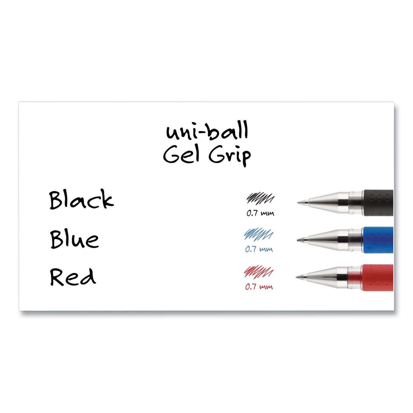 uniball Signo GRIP Gel Pen, Stick, Medium 0.7 mm, Black Ink, Silver/Black Barrel, Dozen