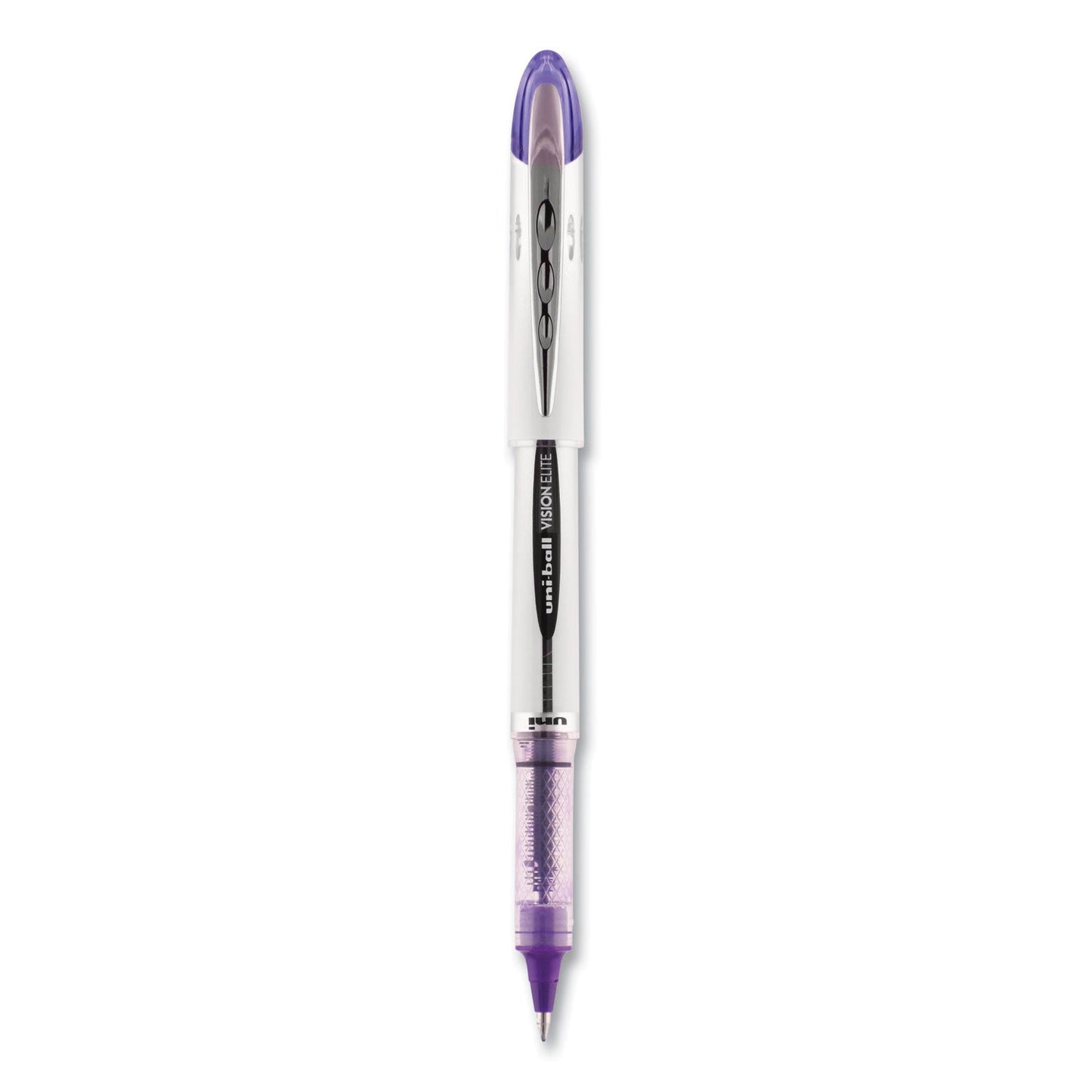 uniball VISION ELITE Roller Ball Pen, Stick, Bold 0.8 mm, Purple Ink, White/Purple Barrel