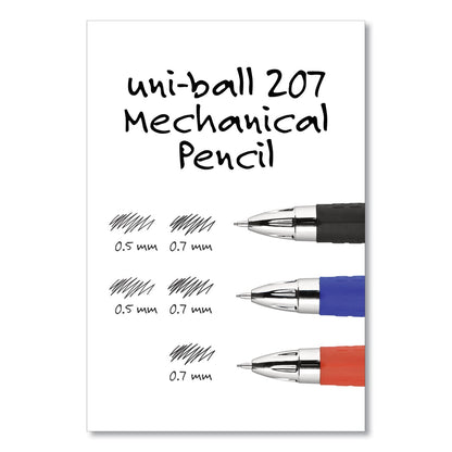 uniball 207 Mechanical Pencil with Lead and Eraser Refills, 0.7 mm, HB (#2), Black Lead, Assorted Barrel Colors, 3/Set