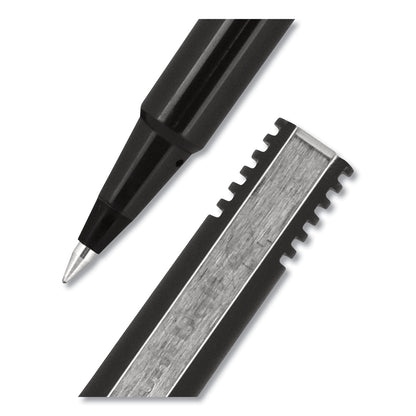 uniball Roller Ball Pen, Stick, Micro 0.5 mm, Black Ink, Black Matte Barrel, Dozen