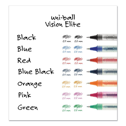 uniball VISION ELITE Roller Ball Pen, Stick, Extra-Fine 0.5 mm, Blue Ink, Blue Barrel