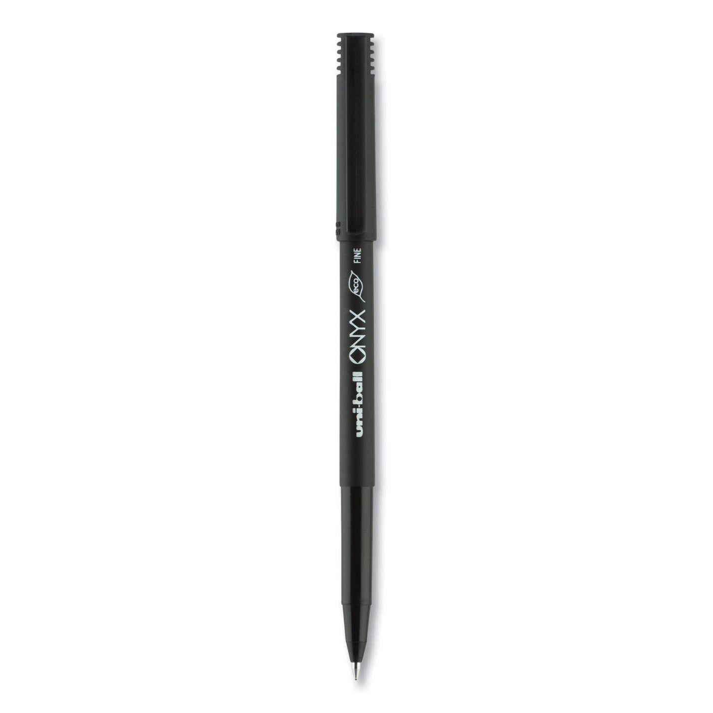 uniball ONYX Roller Ball Pen, Stick, Fine 0.7 mm, Black Ink, Black Matte Barrel, Dozen