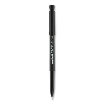 uniball ONYX Roller Ball Pen, Stick, Fine 0.7 mm, Black Ink, Black Matte Barrel, Dozen