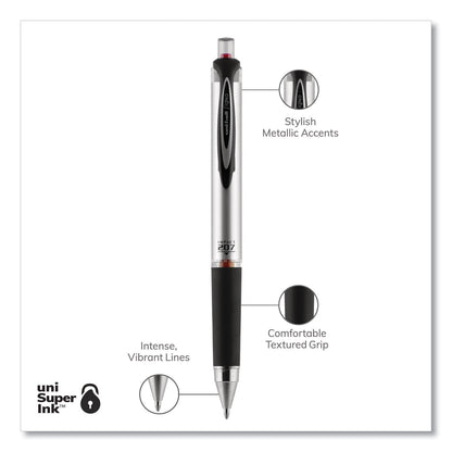 uniball 207 Impact Gel Pen, Retractable, Bold 1 mm, Red Ink, Black/Red Barrel