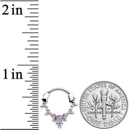 16G 5/16 Pink CZ Gem Princess Cartilage Clicker