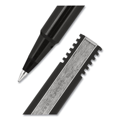uniball Roller Ball Pen, Stick, Micro 0.5 mm, Black Ink, Black Matte Barrel, 36/Pack