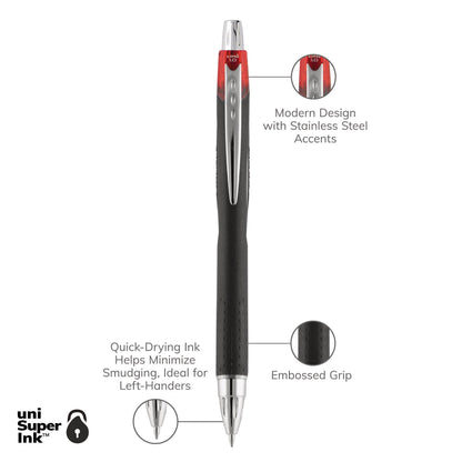 uniball Jetstream Retractable Ballpoint Pen, Bold 1 mm, Red Ink, Black Barrel