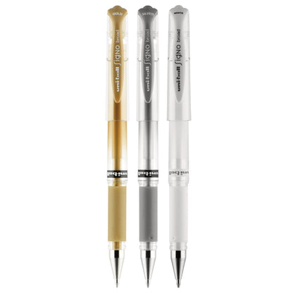 uniball Impact Bold Gel Pen, Stick, Bold 1 mm, Assorted Marvelous Metallics Ink and Barrel Colors, 3/Pack