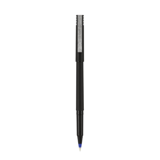 uniball Roller Ball Pen, Stick, Micro 0.5 mm, Black Ink, Black Matte Barrel, 36/Pack
