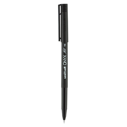 uniball ONYX Roller Ball Pen, Stick, Fine 0.7 mm, Black Ink, Black Matte Barrel, Dozen