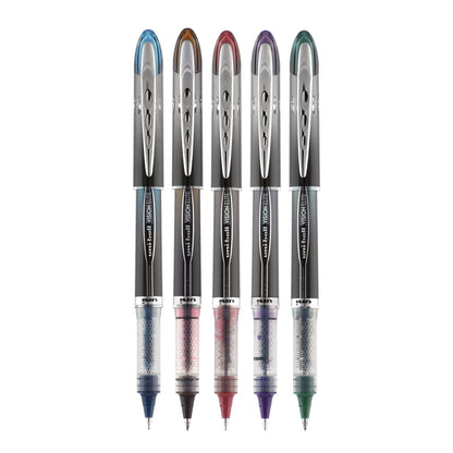 uniball VISION ELITE BLX Series Roller Ball Pen, Stick, Micro 0.5 mm, Assorted Ink and Barrel Colors, 5/Pack
